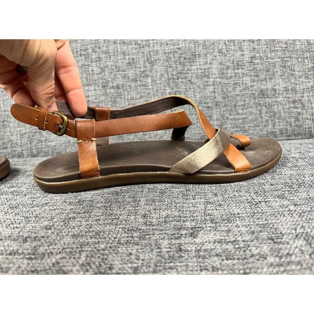 OluKai Upena Sandals Womens 9 Kona Coffee Champagne Leather Strappy - Picture 14 of 14